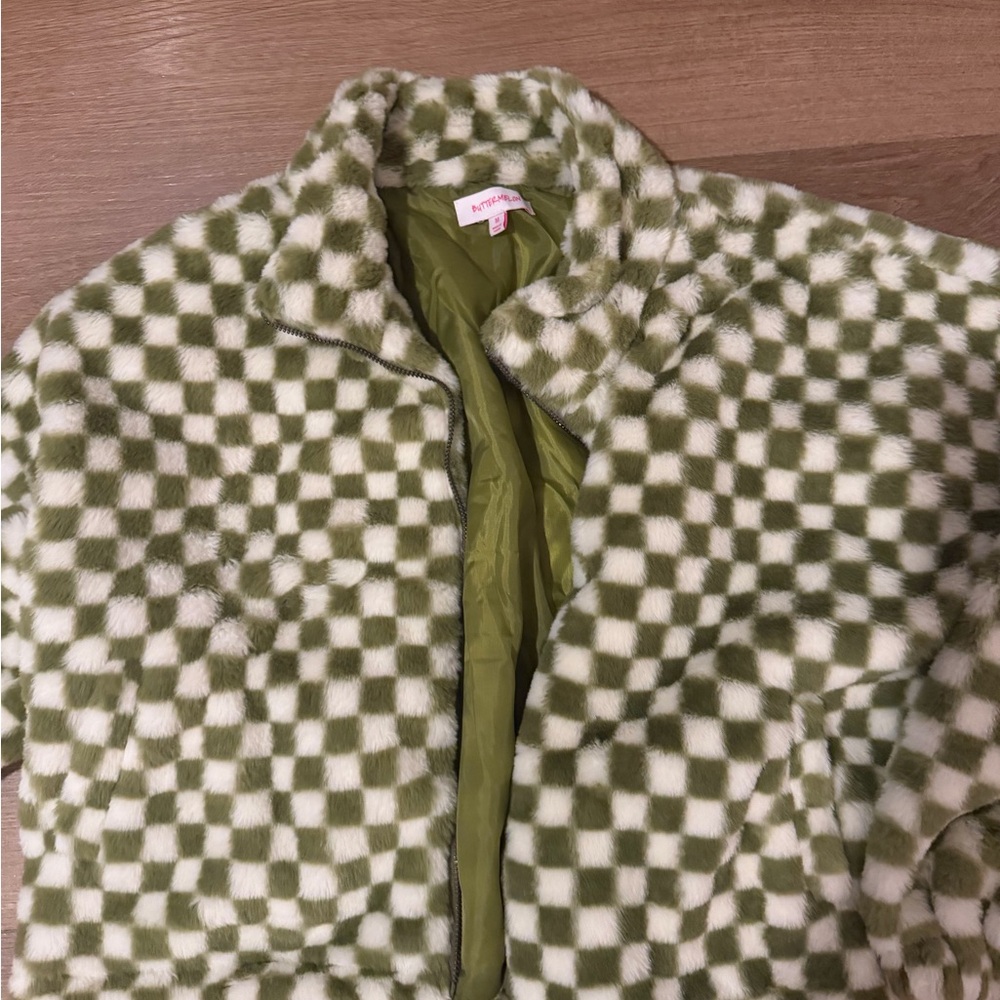 Green and White Checkered Jacket